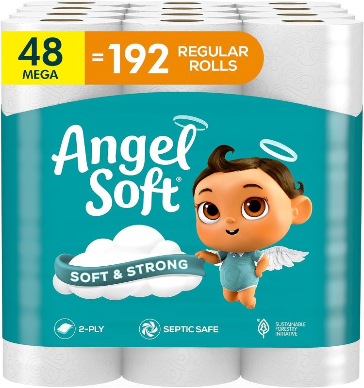 Photo 1 of Angel Soft Toilet Paper, 48 Mega Rolls = 192 Regular Rolls, Soft and Strong Toilet Tissue
