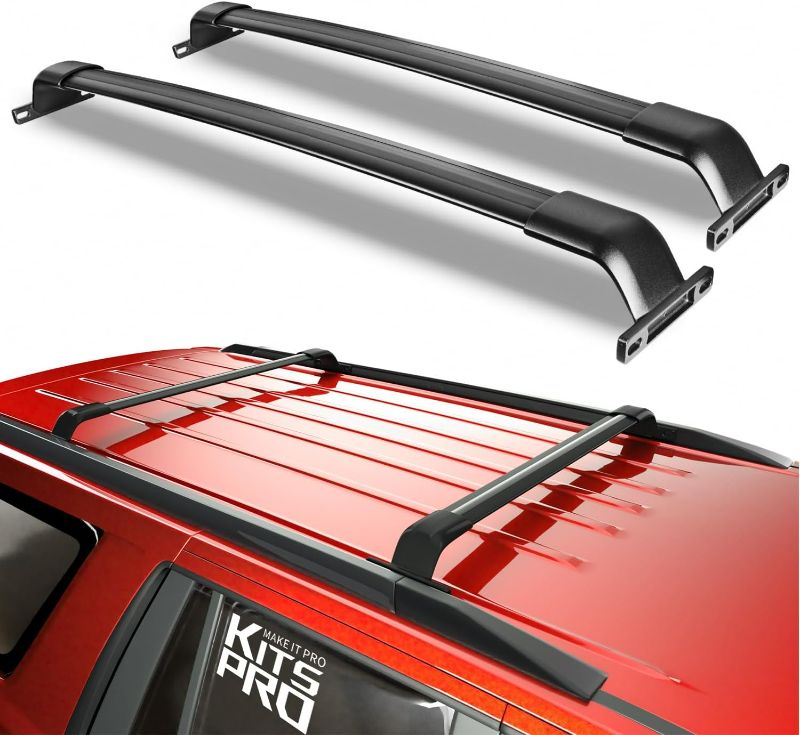 Photo 1 of KitsPro 260lb Roof Rack Cross Bars for 2015-2020 Chevy Chevrolet Tahoe & Suburban, GMC Yukon, Cadillac Escalade, Matte Black Heavy Duty Aluminum Cargo Crossbar (ONLY FIT Factory Flushed Side Rails)
