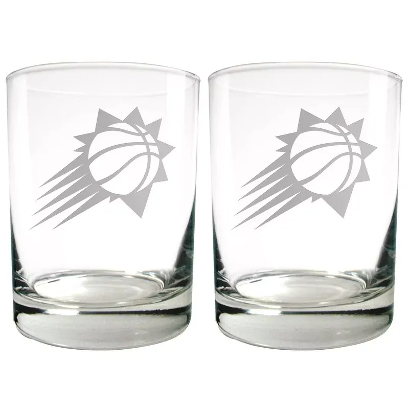 Photo 1 of NBA Phoenix Suns Laser Etched Rocks Glass Set - 2pc
