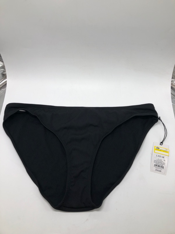 Photo 2 of Large Women's Ribbed Hipster Bikini Bottom - Shade & Shore™ Black
