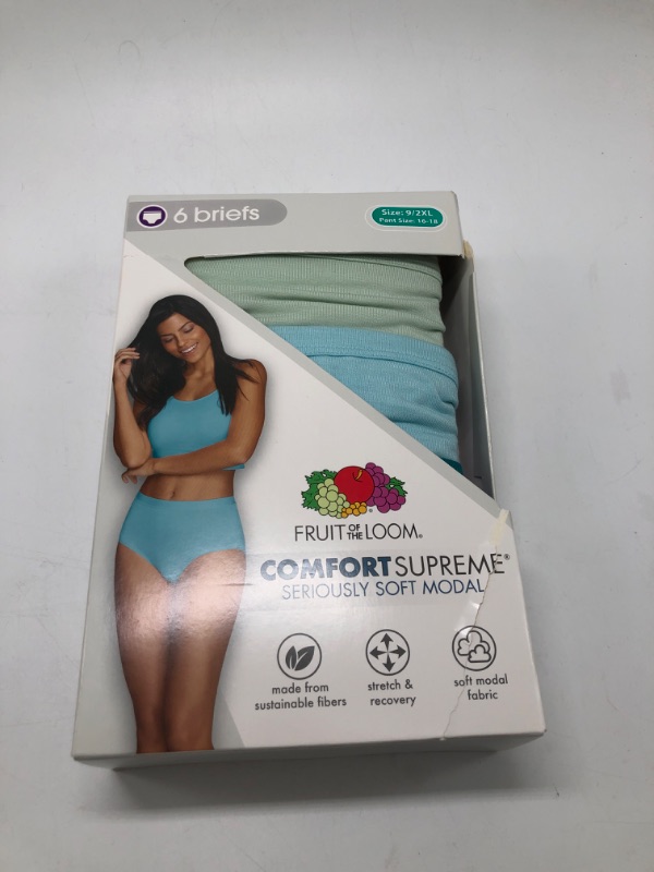 Photo 2 of Size 9/2XL Fruit of the Loom Women's 6pk Comfort Supreme Briefs - Colors May Vary
