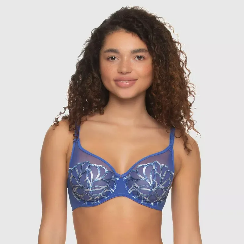 Photo 1 of 42DDD Paramour Women's Lotus Unlined Embroidered Bra - Dazzling Blue 
