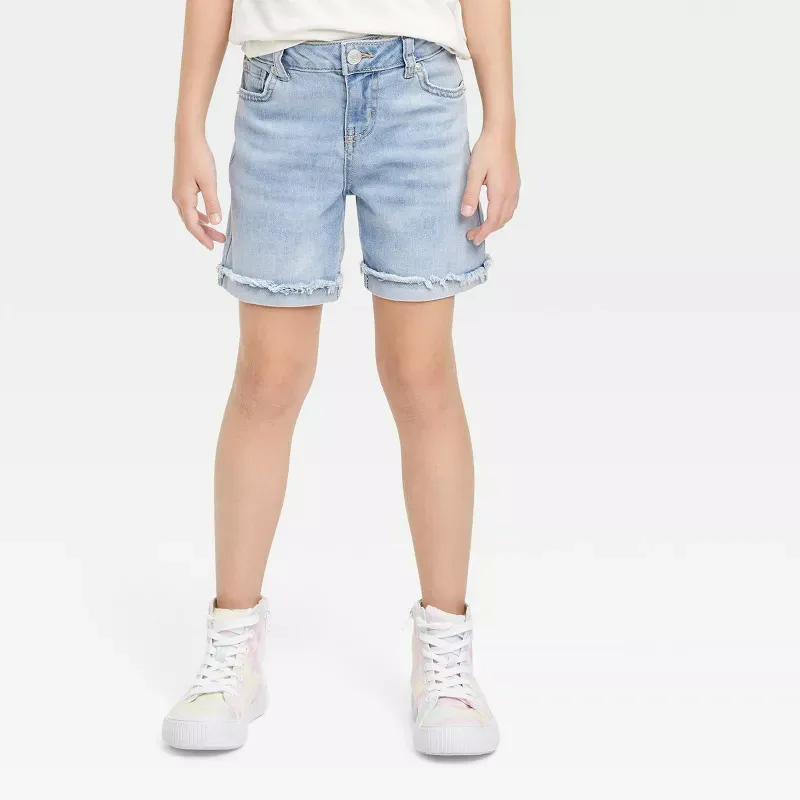 Photo 1 of XXL Girls' Cuffed Hem Midi Jean Shorts - Cat & Jack™
