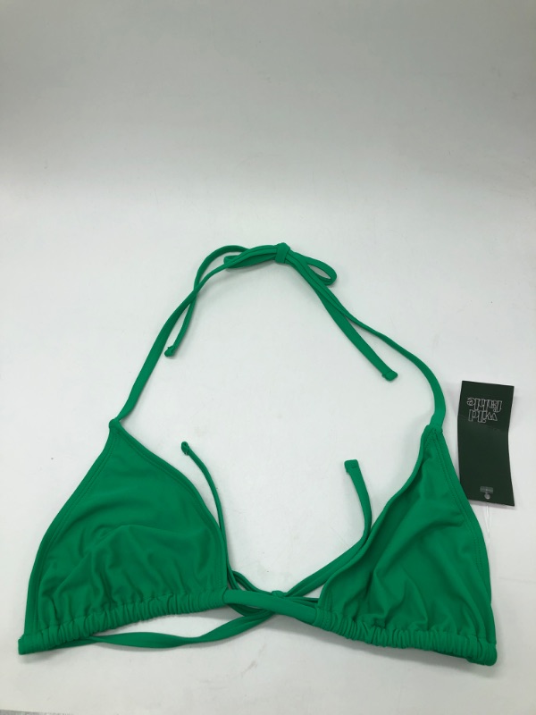 Photo 2 of Small Women's Triangle Bikini Top - Wild Fable™ Green S: Swimsuit, Stretchy, Lined, Back Tie Closure
