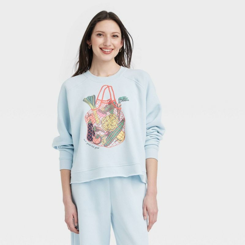 Photo 1 of Large Women's Farmers Market Graphic Sweatshirt - Blue 