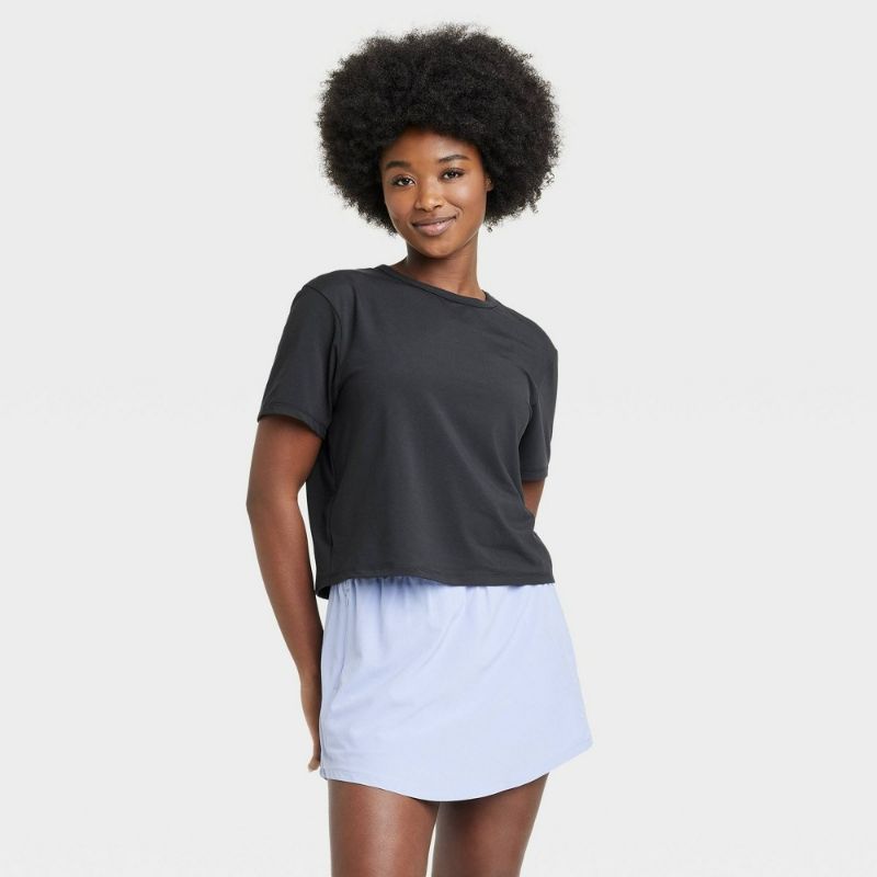 Photo 1 of XL Women's Essential Crewneck Short Sleeve Top - All in Motion™ Black 
