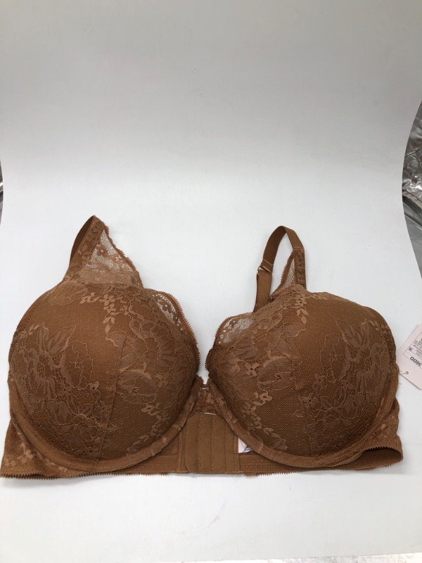 Photo 2 of 38DD Women's Lace Plunge Push-up Bra - Auden™ Brown 
