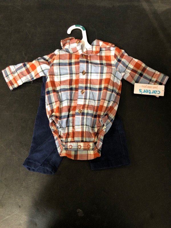 Photo 2 of  3 Months Carter's Just One You Baby Boys' Flannel Plaid Top & Corduroy Pants Set 
