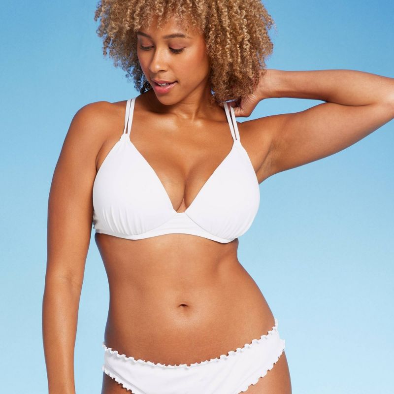 Photo 1 of 38D Women's Triangle Push-up Tunneled Strap Bikini Top - Shade & Shore™ White 
