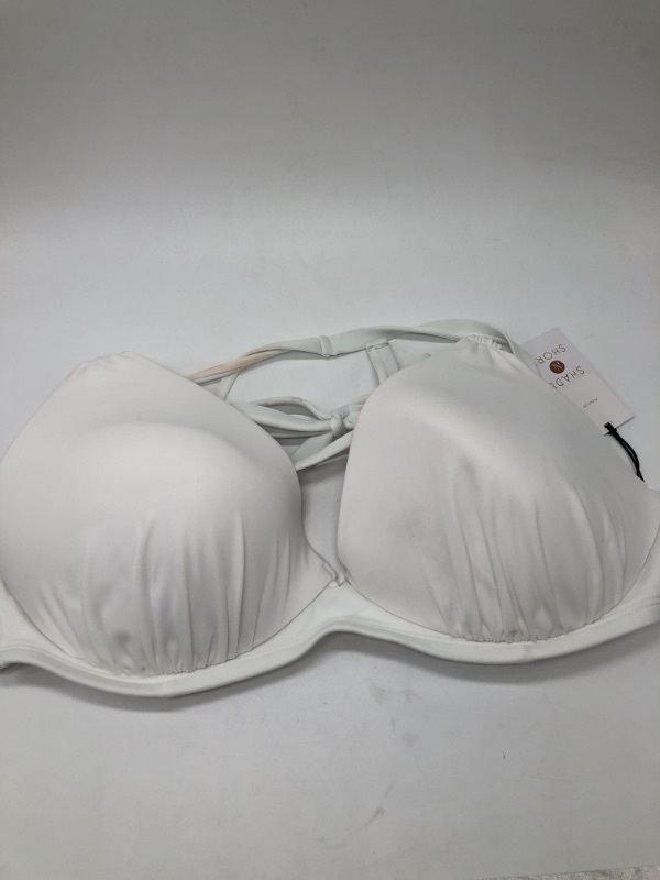 Photo 2 of 38D Women's Triangle Push-up Tunneled Strap Bikini Top - Shade & Shore™ White 
