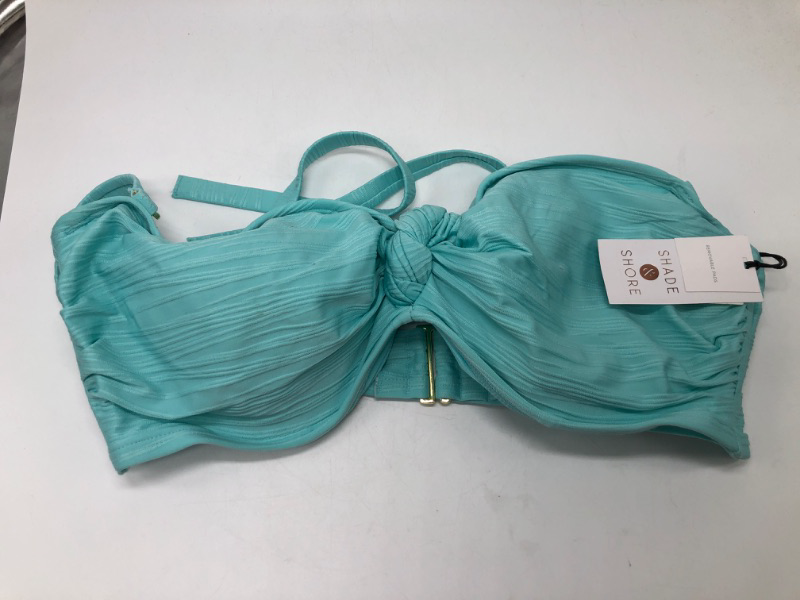 Photo 2 of 38D Women's Jacquard Bandeau Underwire Knot Detail Bikini Top - Shade & Shore™ Turquoise Blue 38D
