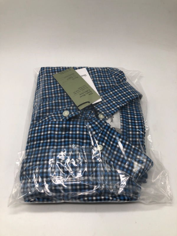 Photo 2 of Small Men's Every Wear Long Sleeve Button-Down Shirt - Goodfellow & Co™ Blue Tattersall Plaid 