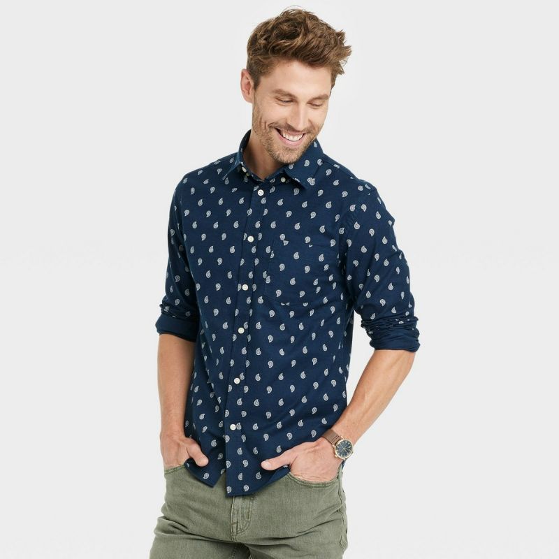 Photo 1 of Small Men's Every Wear Long Sleeve Oxford Button-Down Shirt - Goodfellow & Co™ Navy Blue 
