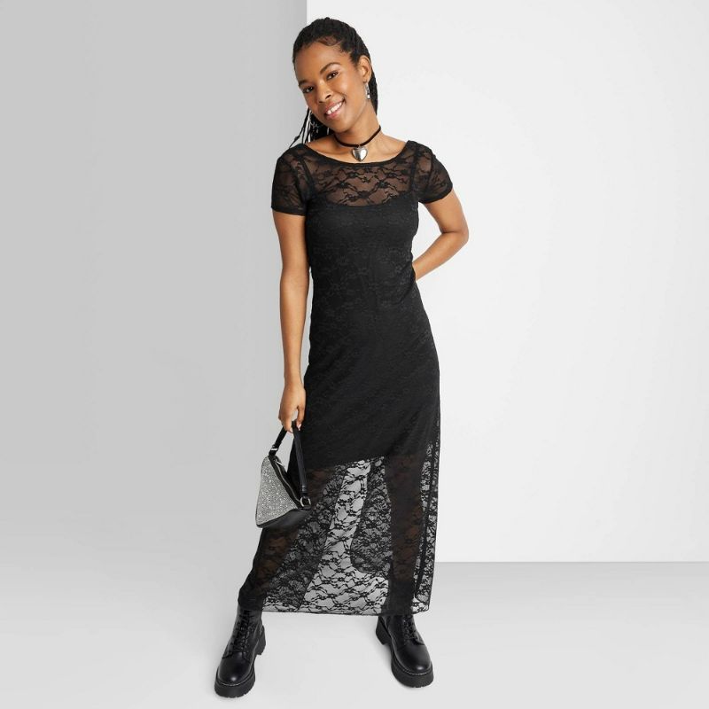 Photo 1 of XS Women's Short Sleeve Maxi Dress - Wild Fable™ Black Lace 
