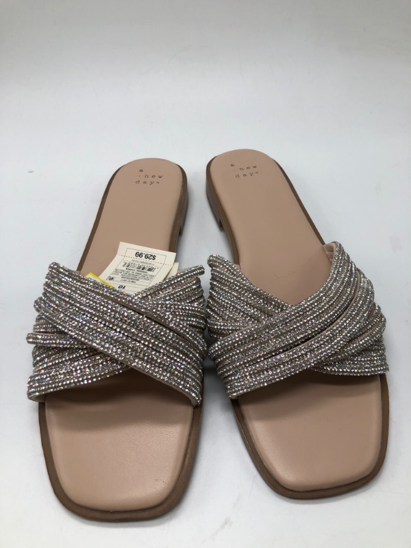 Photo 2 of 10 Women's Felicia Rhinestone Slide Sandals - a New Day™ Silver 
