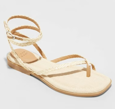 Photo 1 of Size 7.5 Women's Luisa Ankle Strap Thong Sandals - A New Day Beige 
