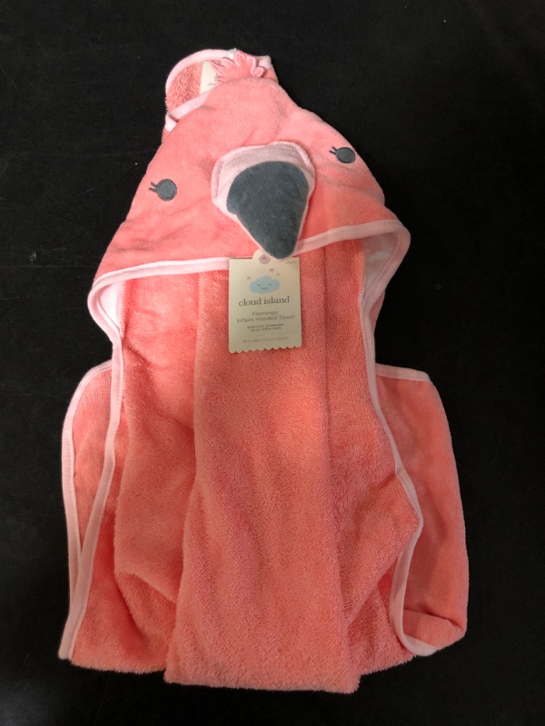 Photo 2 of Baby Girls' Flamingo Hooded Bath Towel - Cloud Island™ Coral
