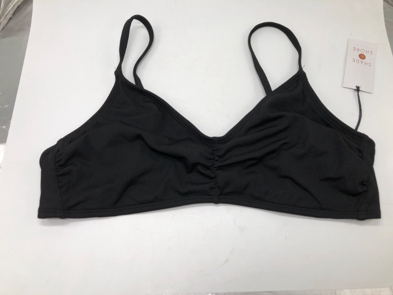 Photo 2 of Large Women's Shirred Ribbed Bralette Bikini Top - Shade & Shore™ Black 
