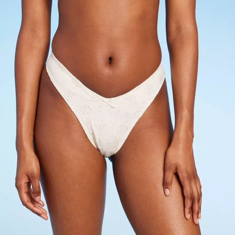 Photo 1 of Small Women's Pointelle V-Front Extra Cheeky Extra High Leg Bikini Bottom - Wild Fable™
