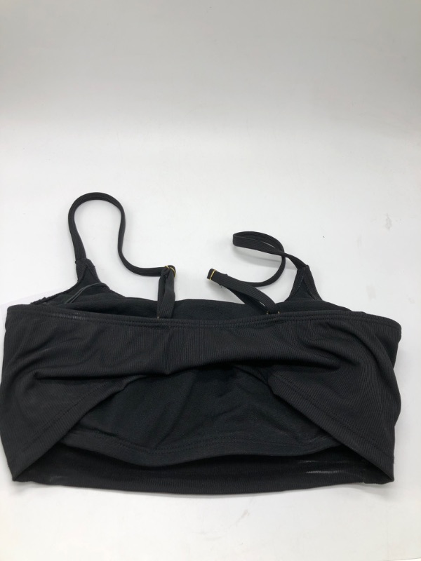 Photo 1 of Small Women's Longline Ribbed Bikini Top - Shade & Shore™ Black S: Square Neck, Adjustable Straps, Fully Lined
