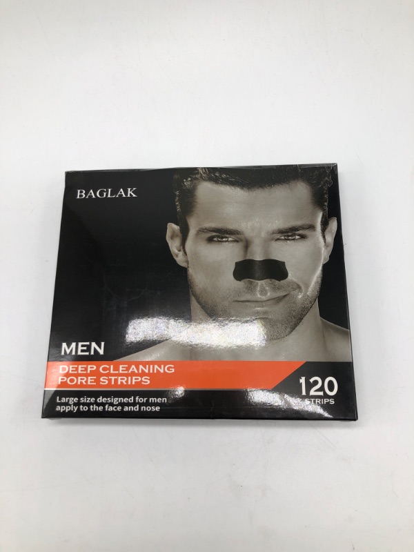 Photo 3 of BAGLAK Men Blackhead Pore Strips - 120 Strips - Deep Cleansing - Face Nose Pores - Blackheads Removal - Large Size For Nose+Face