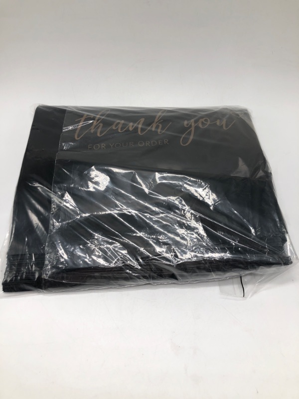 Photo 3 of JinRuiKJ Poly Mailers with Handle 10x13 Inch 100 Pcs, Easy to Carry Packaging Bags for Small Business, Thank You Shipping Bags with Self Adhesive Strip, Tearproof and Waterproof - Black