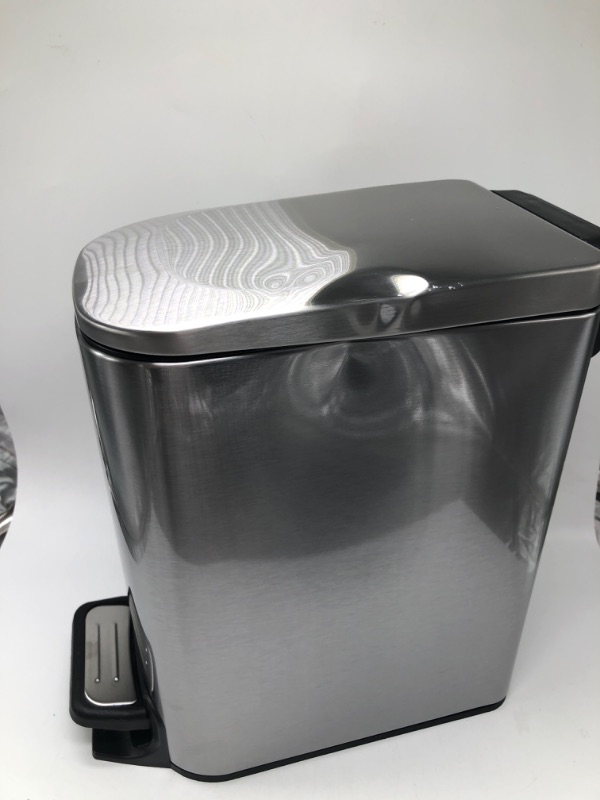 Photo 2 of ** FINAL SALE – SOLD AS IS **  Cesun Small Bathroom Trash Can with Lid Soft Close, Step Pedal, 6 Liter / 1.6 Gallon Stainless Steel Garbage Can with Removable Inner Bucket, Anti-Fingerprint Finish (Silver)