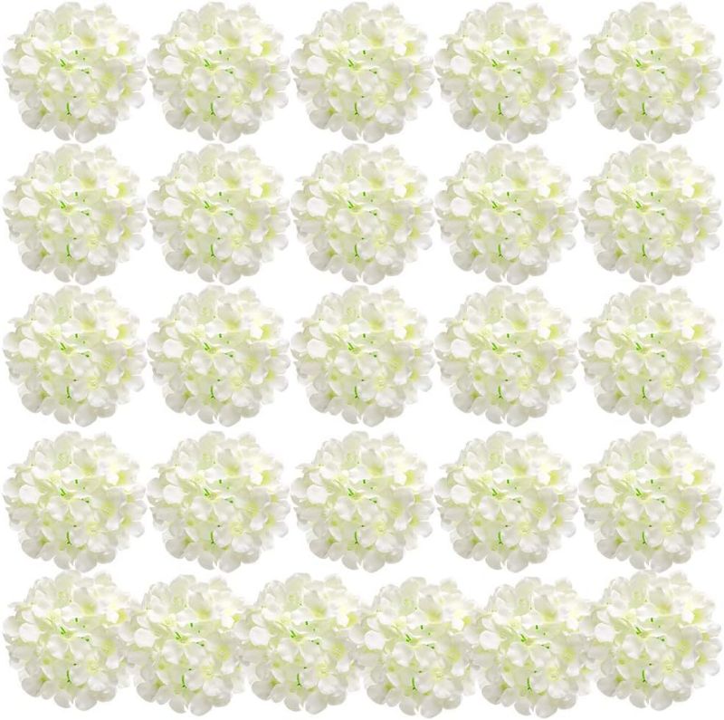 Photo 1 of Auihiay 26 Pieces Hydrangea Artificial Flowers Silk Hydrangea Flowers Artificial Flowers Heads with Stems for Home Wedding Party Decorations (Ivory)