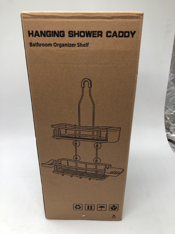 Photo 3 of Hanging Shower Caddy Bathroom Organizer: Rustproof Shower Shelf Racks Over Shower Head - No Drilling Inside Bath Shower Rack Shelves Over Showerhead for Shampoo with Soap Holder Black