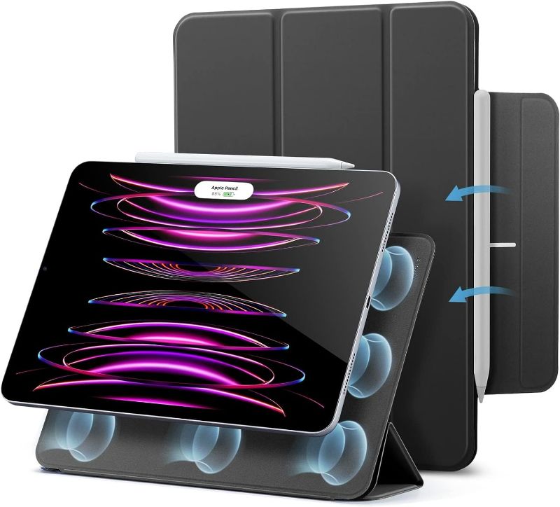 Photo 1 of ESR for iPad Pro 12.9 Case (2022/2021/2020, 6th/5th/4th Generation), iPad Air 13 Inch Case 2024 M2, Convenient Magnetic Attachment, 2-Way Stand, Rebound Magnetic Case, Black