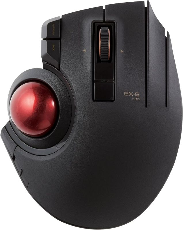 Photo 1 of ELECOM Trackball Mouse Wireless, Ergonomic Mouse, 3 Device Connection, Wired (USB), Bluetooth, Track Ball Mouse, Thumb Control, Compatible for PC, Laptop, Mac, Windows, macOS, EX-G Pro (M-XPT1MRXBK)
