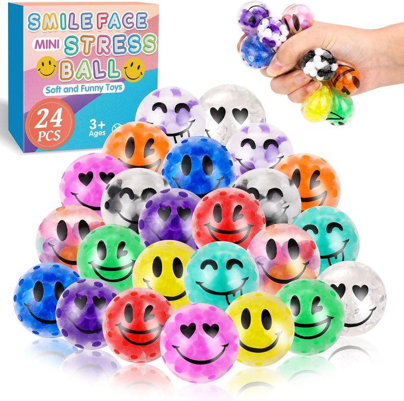 Photo 1 of 24Pack Fidget Stress Balls for Adults, Bulk Squishy Ball Toys, Stress Relief Sensory Stress Ball for Party Favors, Birthday Gift, Goodie Bag Stuffers