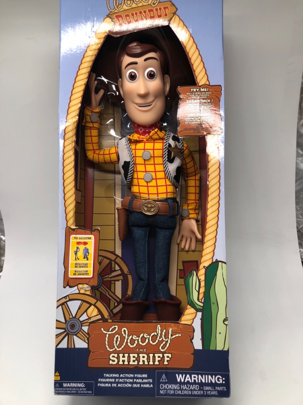 Photo 2 of Disney Store Official Woody Interactive Talking Action Figure - Toy Story Toys - Pull String Woody Toy Story Doll with Phrases & Interactive Feature, Soft Body Construction, Detachable Cowboy Hat