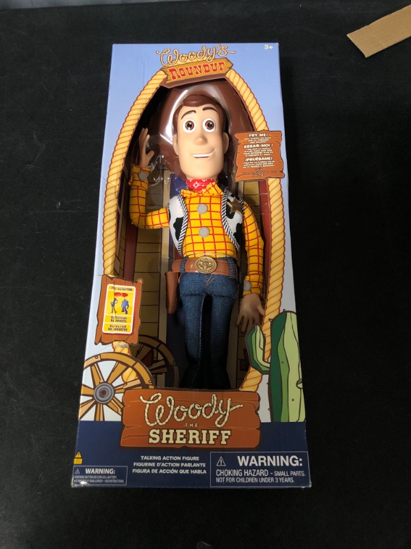 Photo 3 of Disney Store Official Woody Interactive Talking Action Figure - Toy Story Toys - Pull String Woody Toy Story Doll with Phrases & Interactive Feature, Soft Body Construction, Detachable Cowboy Hat