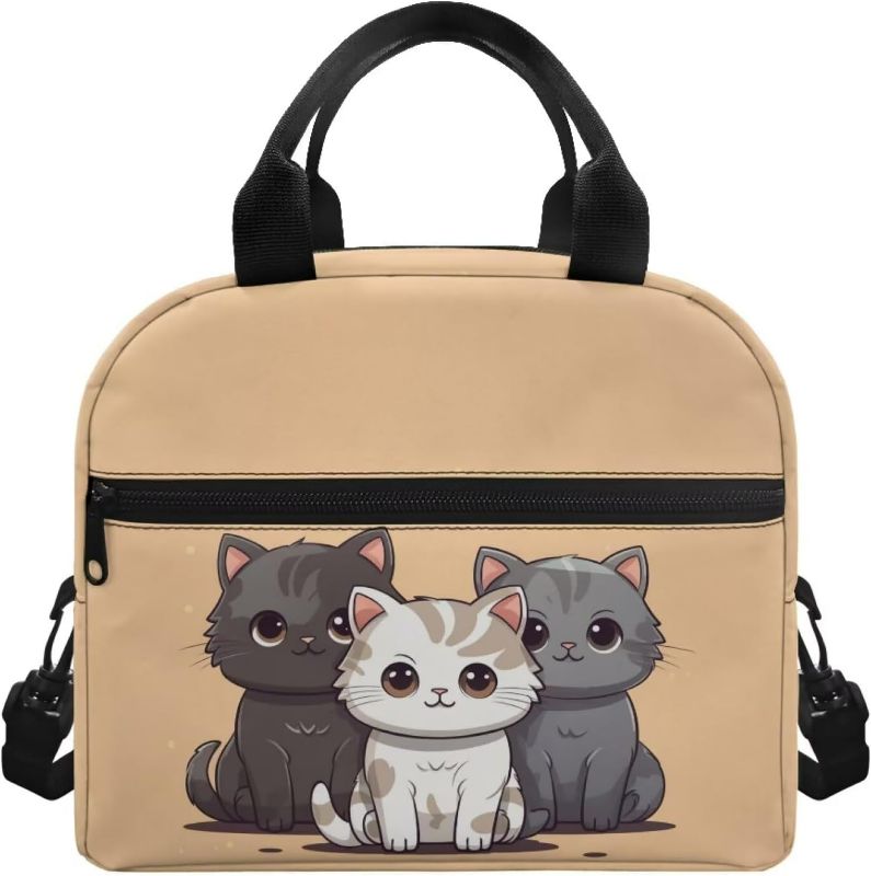 Photo 1 of Cute Cat Lunch Box for Girls 5-7/7-9 Years Old Cat Lunch Bag Kids Large Capacity Insulated Lunch Box School Lunch Organizer Lunch Holder Lunchbag