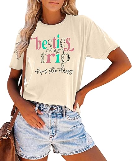 Photo 1 of Large Besties Trip Shirt for Women Girls Cruise Shirt Best Friends Shirts Girls Squad Tee Tops Summer Vacation Shirt