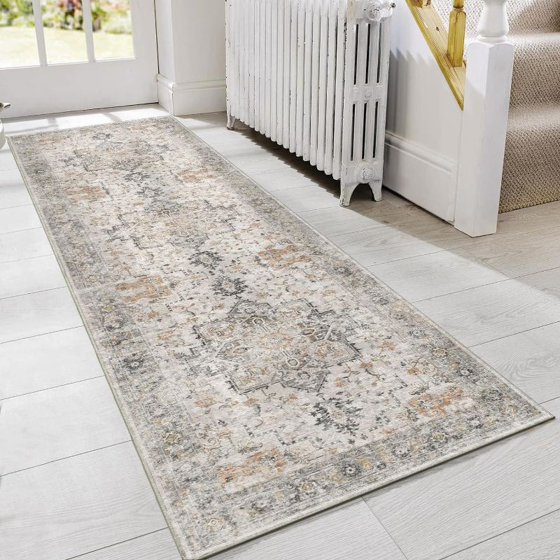 Photo 1 of GENIMO Area Rug 2x5 Non Slip Machine Washable Vintage Hallway Runner Rug, Low Pile Lightweight Rugs for Entryway, Hallway, Kitchen and Corridor, Light Taupe Brown***Factory Sealed***