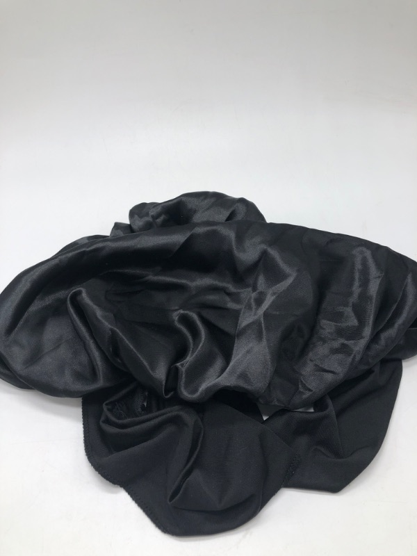 Photo 2 of BONNET QUEEN Silk Bonnet for Sleeping Women Satin Bonnet Hair Bonnet night sleep cap scarf wrap for curly hair With Tie Band Black