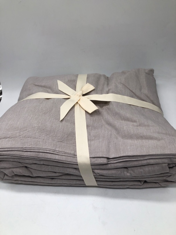 Photo 2 of King - MooMee Bedding Duvet Cover Set 100% Washed Cotton Linen Like Textured Breathable Durable Soft Comfy (Brownish Grey, Oversized King)