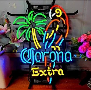 Photo 1 of Extra Parrot Lady Luck Metal Frame Neon Sign 42X32CM Real Glass Neon Sign Light for Beer Bar Pub Garage Room