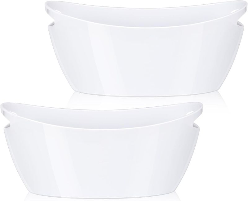Photo 1 of Ice Bucket 2 PCS,Acrylic Ice Buckets for Parties, Mimosa Bar Supplies Beverage Tub and Scoops for Champagne Beer Sparkling Wine Cocktails 5.5L Extra Large Model (white)