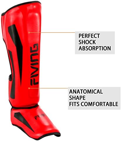 Photo 3 of Medium  FIVING MMA Martial Arts Shin Guards – Padded, Adjustable Muay Thai Leg Guards with Instep Protection for Kickboxing/MMA Training and Sparring – Durable, Professional MMA Equipment