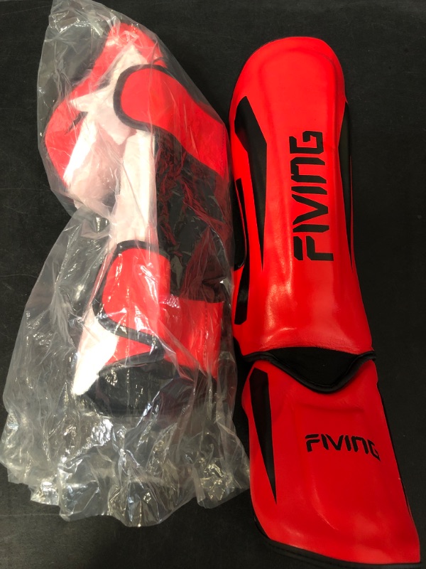 Photo 5 of Medium  FIVING MMA Martial Arts Shin Guards – Padded, Adjustable Muay Thai Leg Guards with Instep Protection for Kickboxing/MMA Training and Sparring – Durable, Professional MMA Equipment