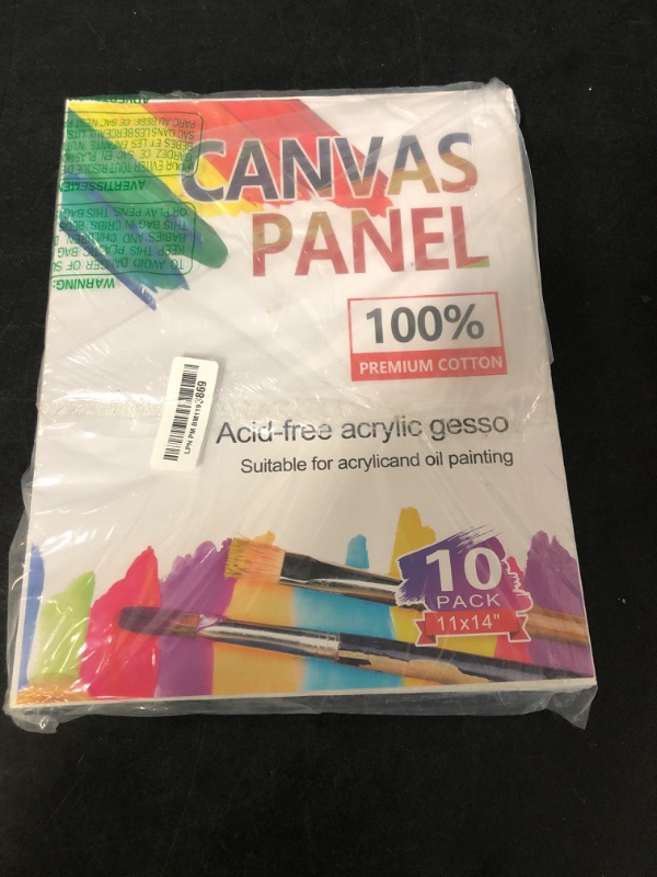 Photo 2 of 10 Pack 11x14 Inch Canvas Boards for Painting, Blank Canvases for Painting, Triple Primed for Oil & Acrylic Paints, 100% Cotton Canvas Panels for Acrylics Oil Watercolor Tempera Paints, 3mm Thicknes