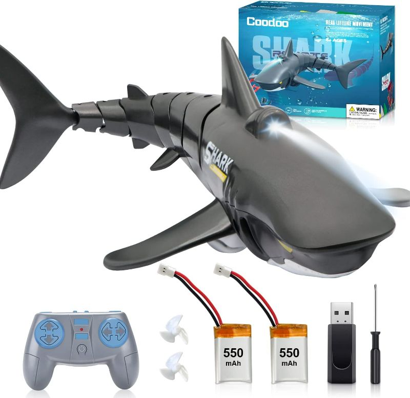 Photo 1 of ** FINAL SALE – SOLD AS IS ** 2.4G Remote Control Shark Toy 1:18 Scale High Simulation Shark Shark for Swimming Pool Bathroom Great Gift RC Boat Toys for 6+ Year Old Boys and Girls