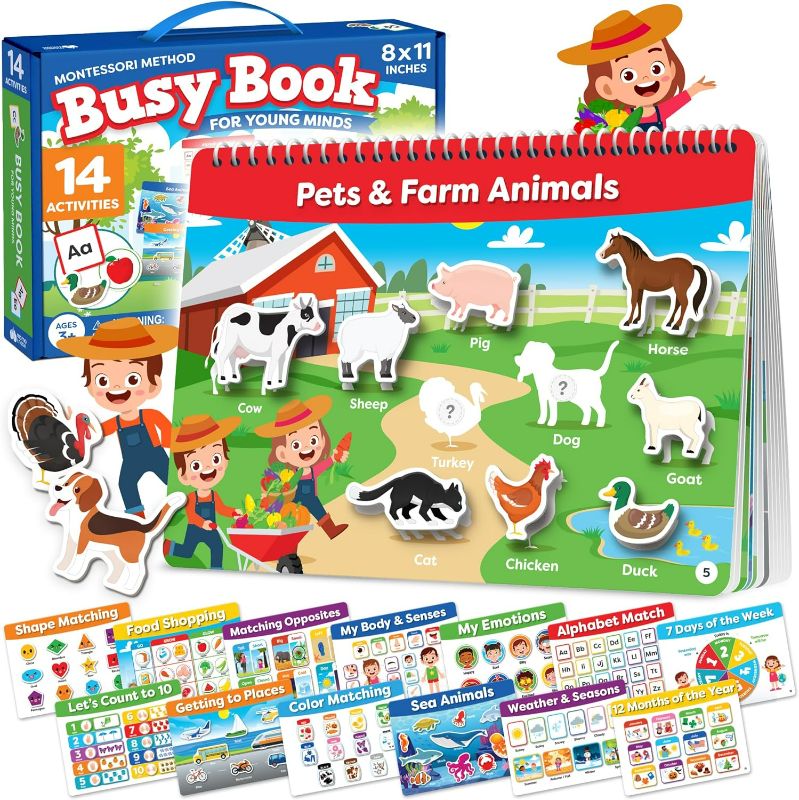 Photo 1 of Montessori Busy Book for Toddlers Ages 3 and Up - Pre K Preschool Learning Activities - Autism Sensory Toys Educational Toys for Kids - My Preschool Busy Book Ages 3, 4, 3-5 Reading Handwriting Aids