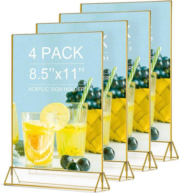 Photo 1 of 4Pack 8.5x11 Gold Picture Frame Acrylic Sign Holder,Wedding Signs Table Numbers Menu Holders