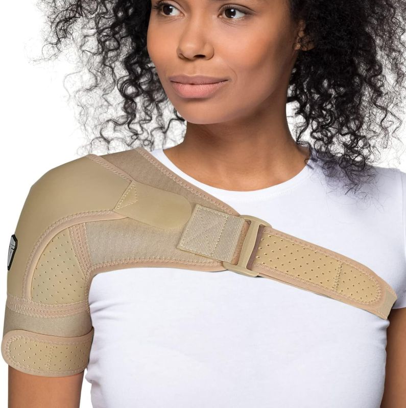 Photo 1 of FIGHTECH Shoulder Brace for Torn Rotator Cuff for Men and Women - Support & Pain Relief (Nude, Small/Medium)