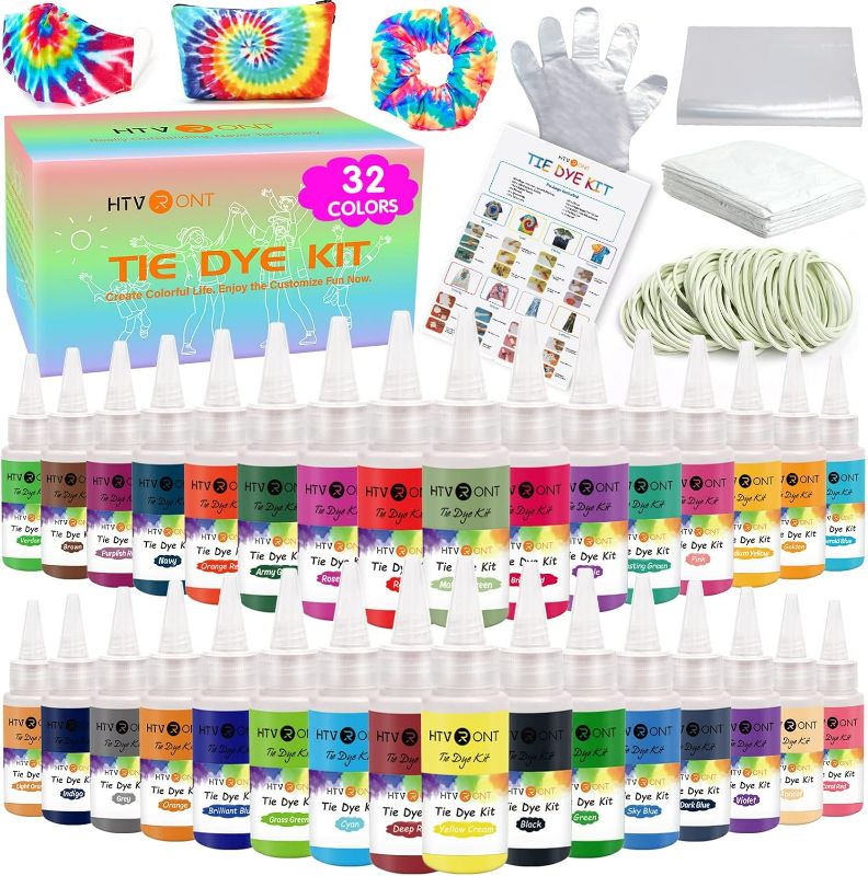 Photo 1 of  Tie Dye Kit - 32 Vibrant Colors Pre-Filled Bottles Tyedyedye Kit, Permanent Non-Toxic for Large Groups Kids Adults,Tye Fabric Textile Handmade Party(Just Add Water)