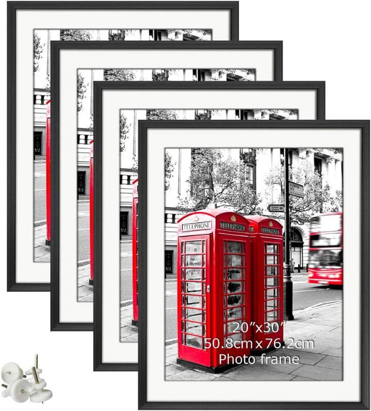 Photo 1 of Giftgarden Black 24x36 Frames Matted to 20x30 Picture, Display 36x24 Inch Arts Without Mat, 20 x 30 Inch Prints with Mat, Set of 4